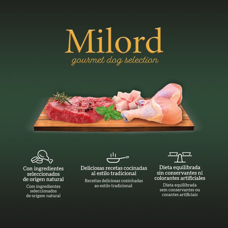 Milord Senior Pollo y Arroz en paté tarrina para perros, , large image number null